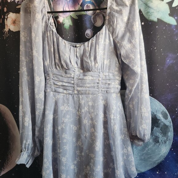 (Dillards)light blue floral skater style dress - Picture 2 of 4